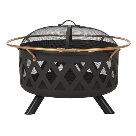 SAFAVIEH 21.5 x 29.5 x 29.5 in. Bryce Round Fire Pit; Copper & Black PIT2003A